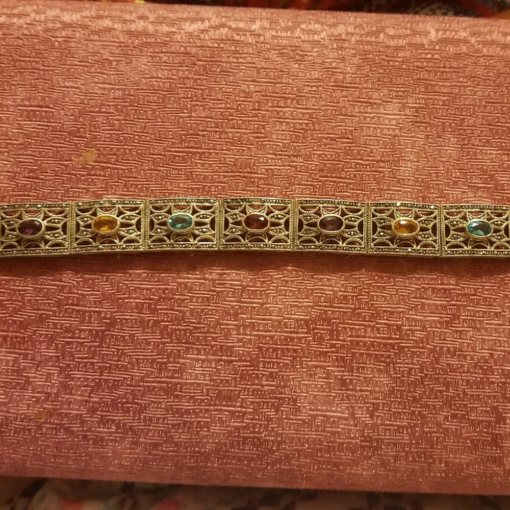 Bracelet& Earrings Set 925/Gems&Marcasite